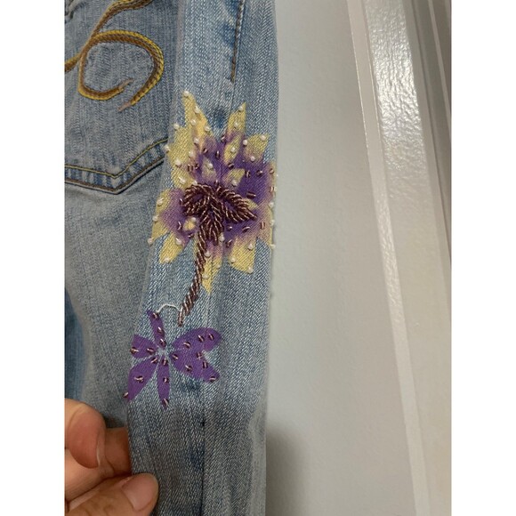 Department Of Peace Women’s Vintage Embellished Straight Jeans size 12 Stretch - Picture 6 of 8